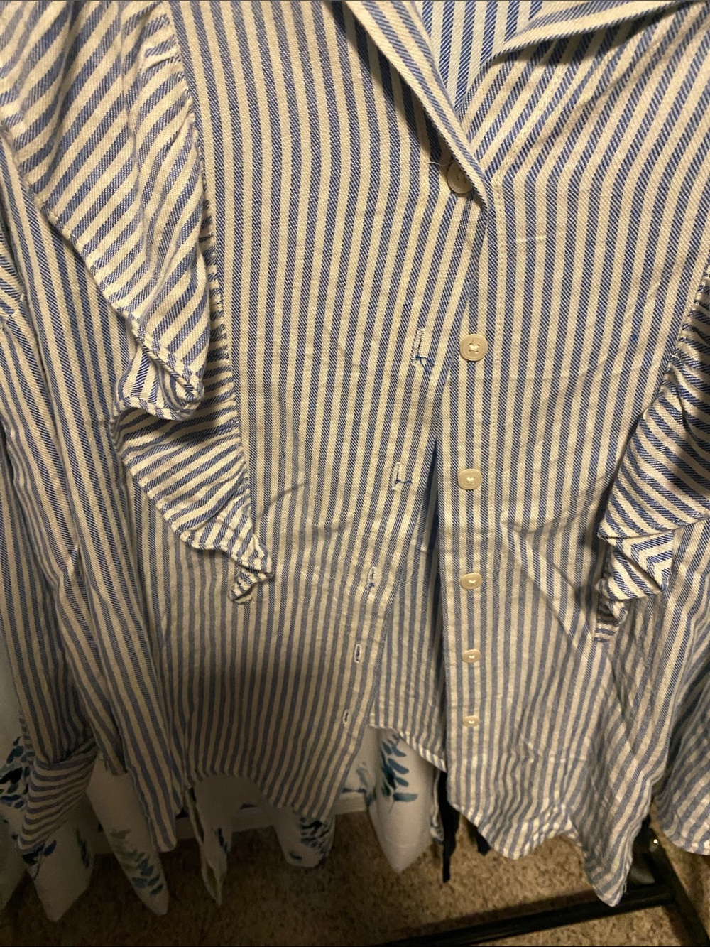 torrid Blue and White Striped Ruffle Button-Up Blouse - Picture 4 of 4